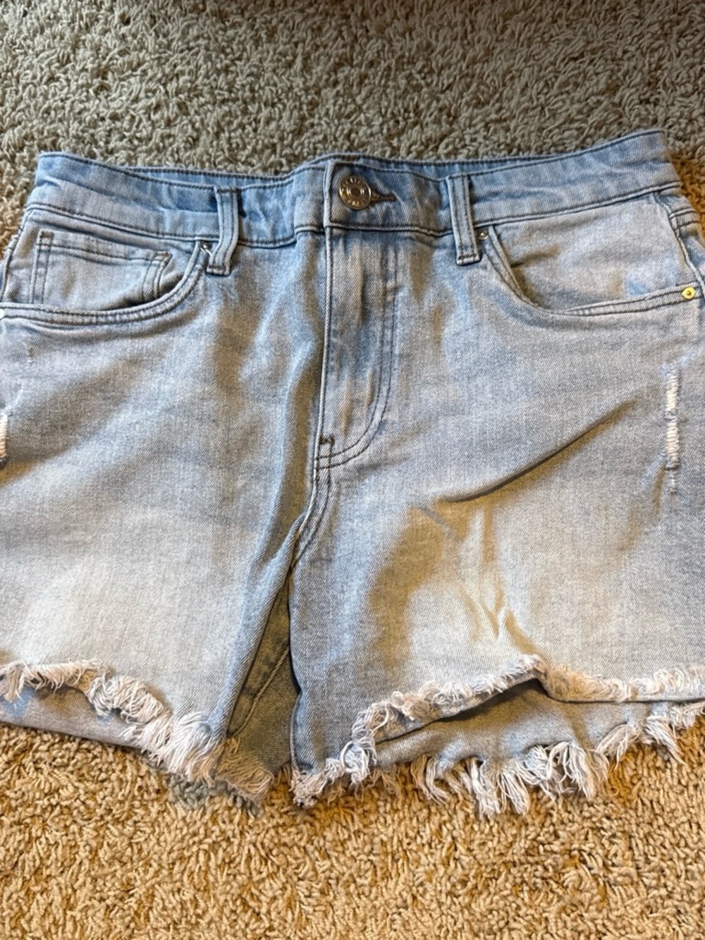Kut from the Kloth Light Blue Frayed Hem Denim Shorts